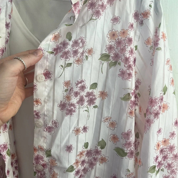 Alfred Dunner Womens Size 6Petite Pink Floral Button Up Blouse Top Spring - Picture 2 of 9